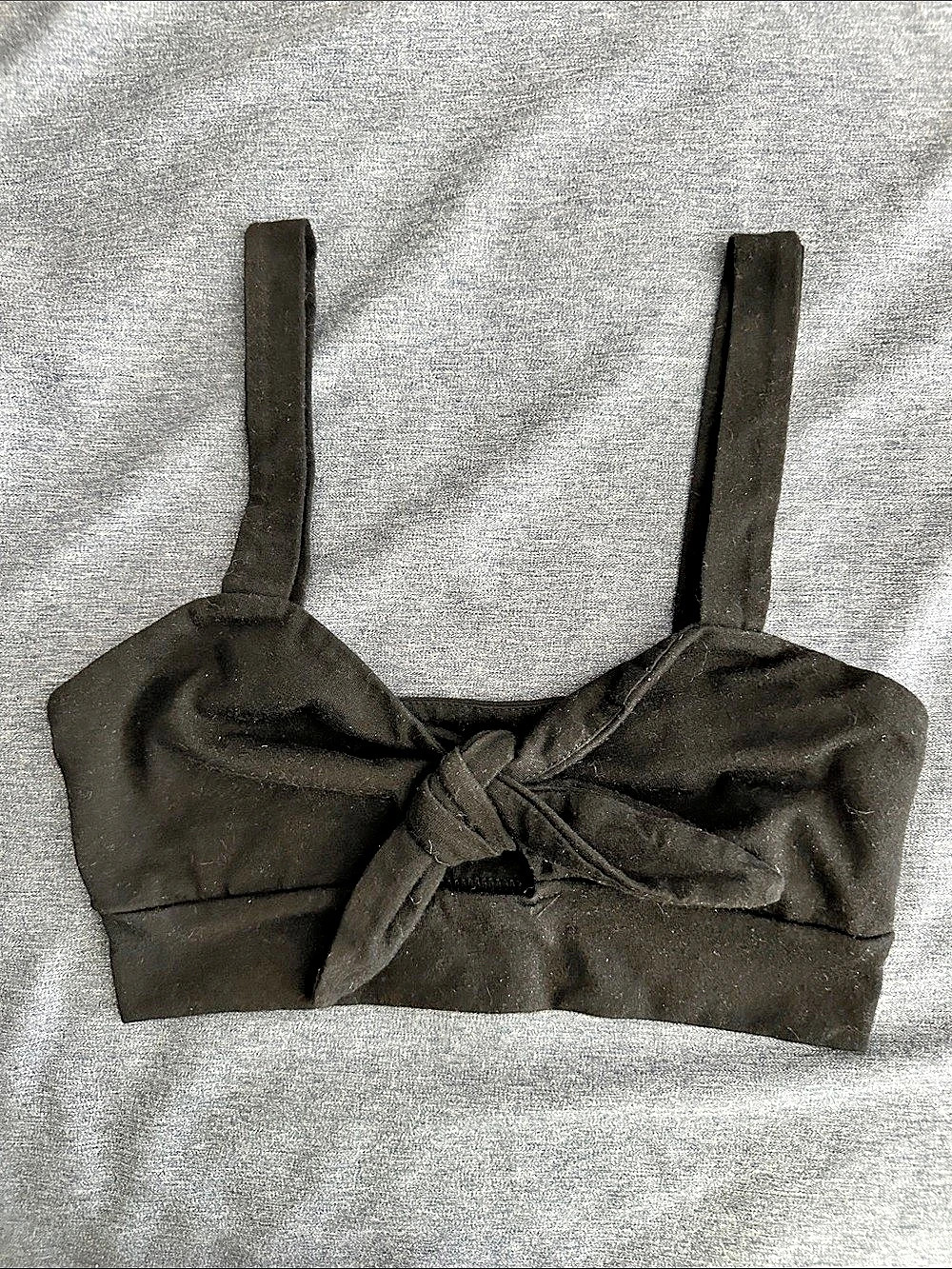 SHEIN Tie Front Crop Top in Black Size XS